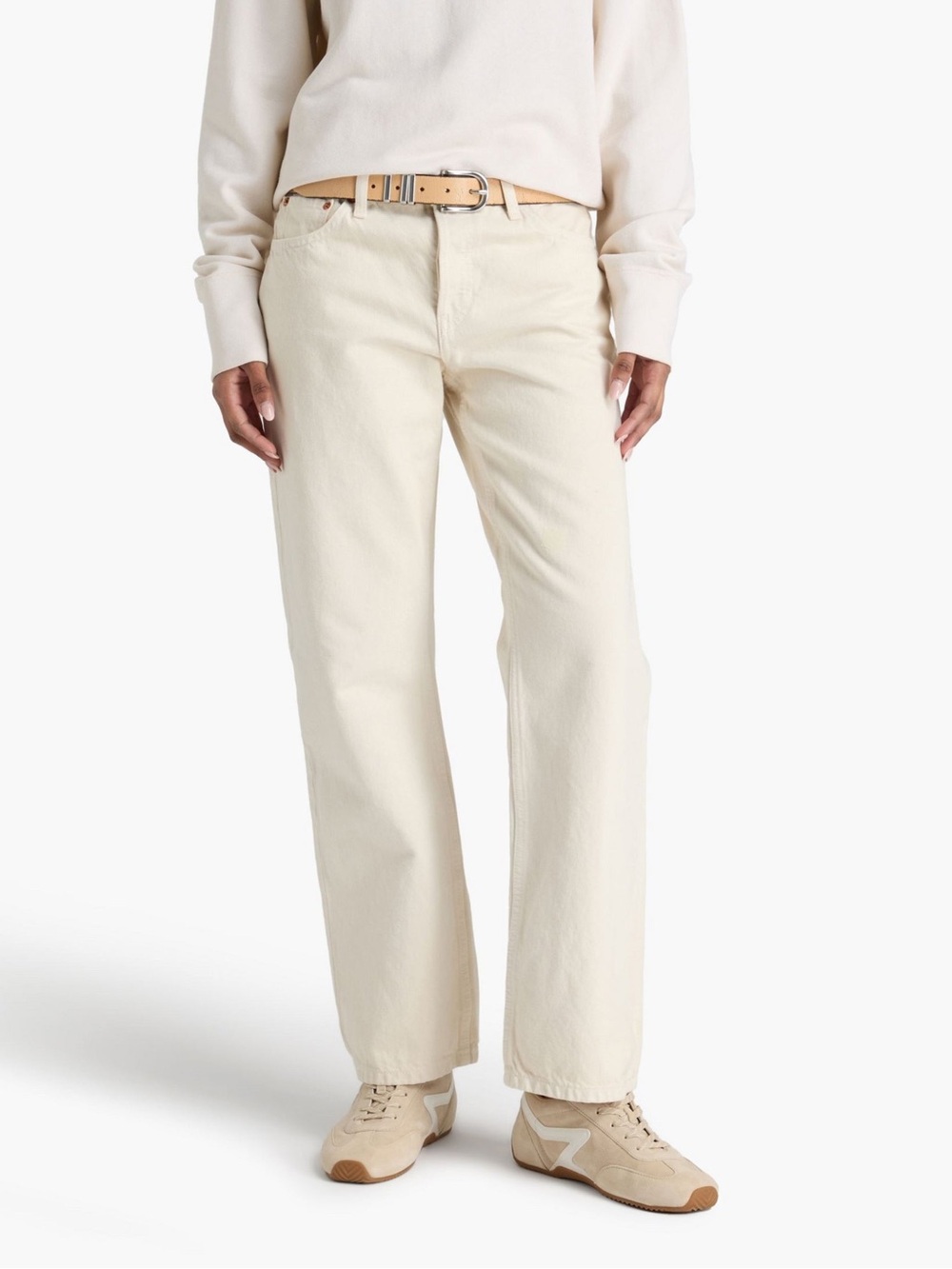 Re/Done Casual Women's The Standard Cream Mid Rise Rigid Denim Straight-Leg Jean
